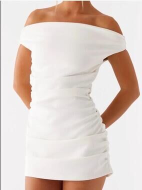 Peppermayo Morgan Off Shoulder Mini Dress White Size 4 NWT